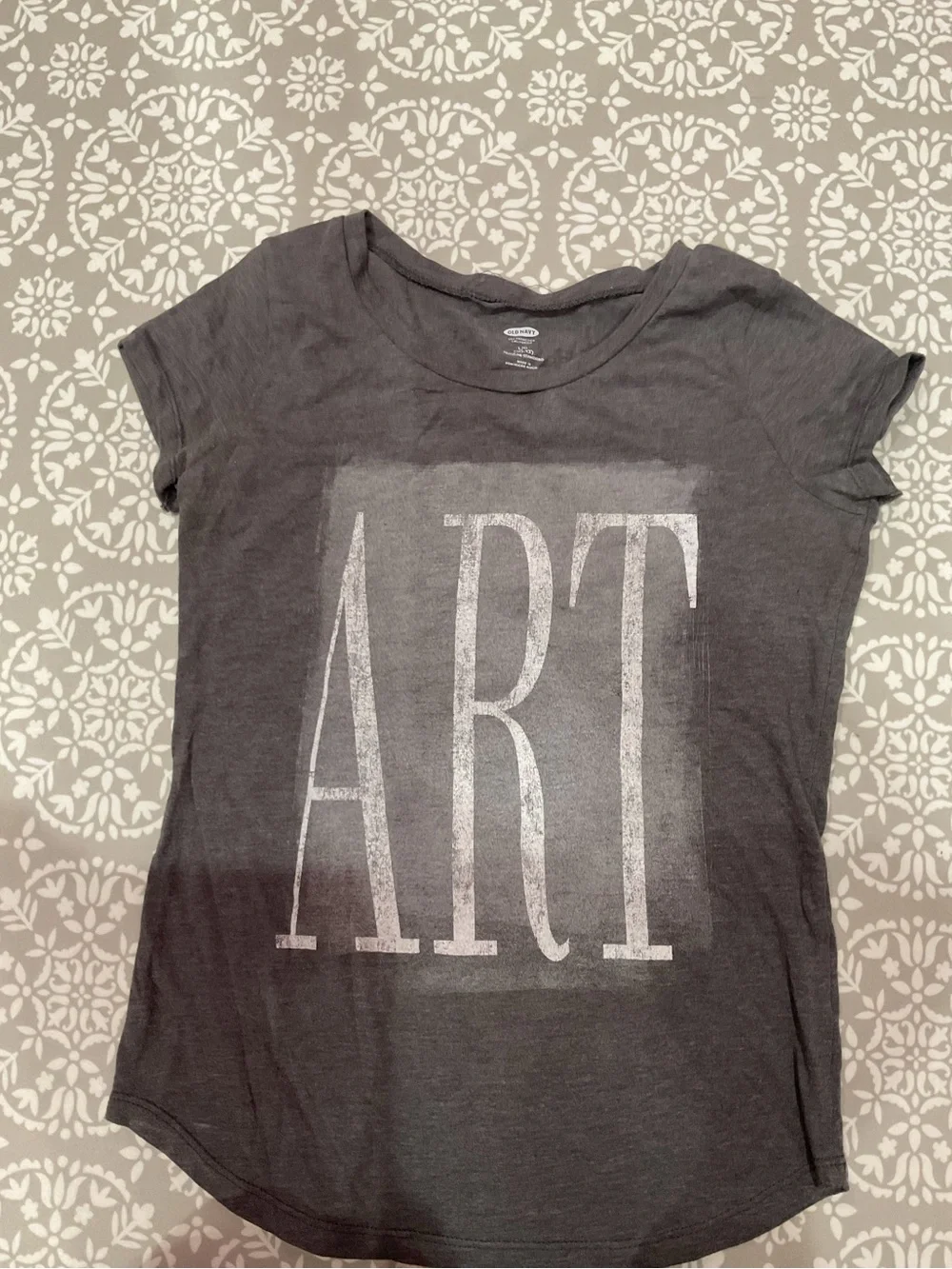 Old Navy Girls Gray Graphic T-Shirt Size L (10/12)